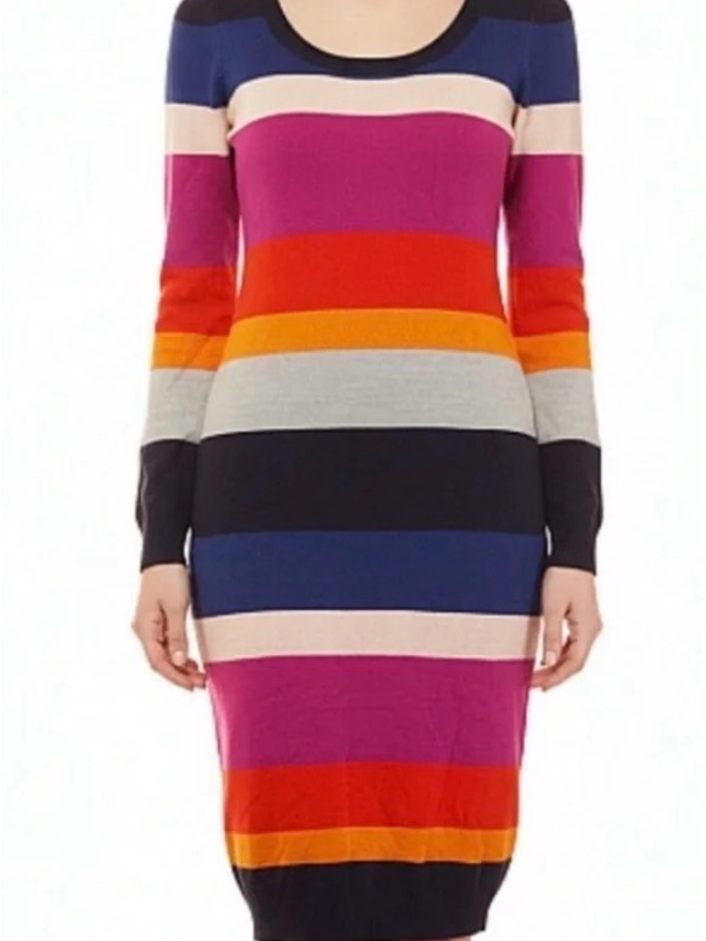 H&M Multicolor Striped Long Sleeve Knit Dress